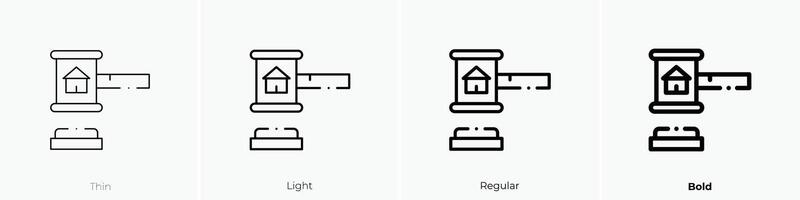 jurídico icono. delgado, luz, regular y negrita estilo diseño aislado en blanco antecedentes vector