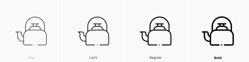 kettle icon. Thin, Light, Regular And Bold style design isolated on white background vector