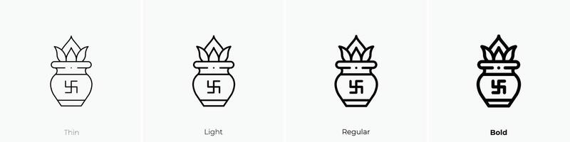 kalasha icon. Thin, Light, Regular And Bold style design isolated on white background vector