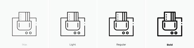 llave tarjeta icono. delgado, luz, regular y negrita estilo diseño aislado en blanco antecedentes vector