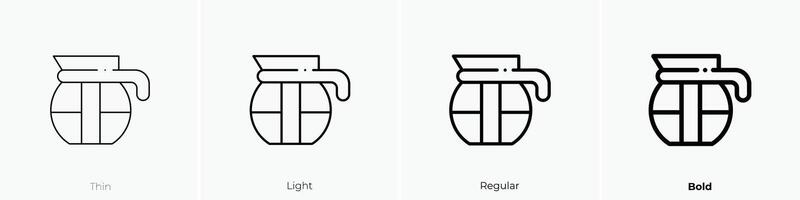 kettle icon. Thin, Light, Regular And Bold style design isolated on white background vector