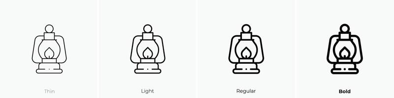 kerosene lamp icon. Thin, Light, Regular And Bold style design isolated on white background vector