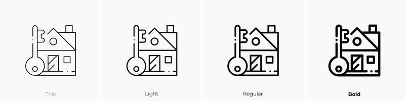 key icon. Thin, Light, Regular And Bold style design isolated on white background vector
