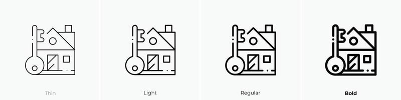 key icon. Thin, Light, Regular And Bold style design isolated on white background vector