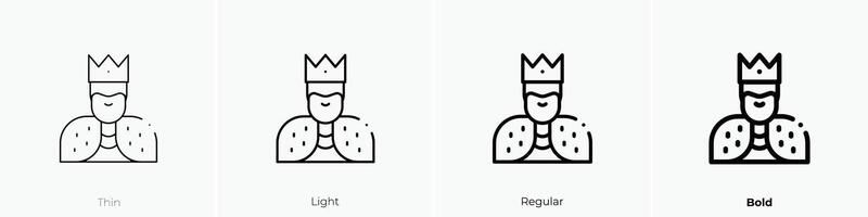 king icon. Thin, Light, Regular And Bold style design isolated on white background vector
