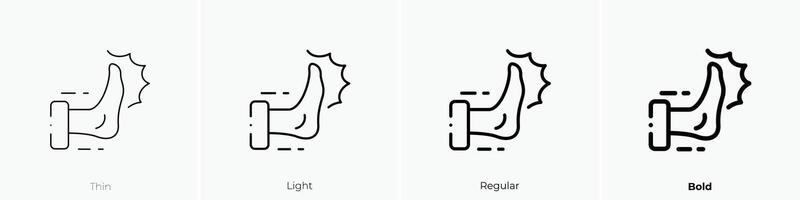 kick icon. Thin, Light, Regular And Bold style design isolated on white background vector