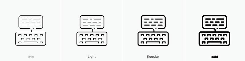 redacción icono. delgado, luz, regular y negrita estilo diseño aislado en blanco antecedentes vector