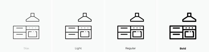 kitchen icon. Thin, Light, Regular And Bold style design isolated on white background vector