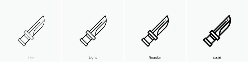 cuchillo icono. delgado, luz, regular y negrita estilo diseño aislado en blanco antecedentes vector