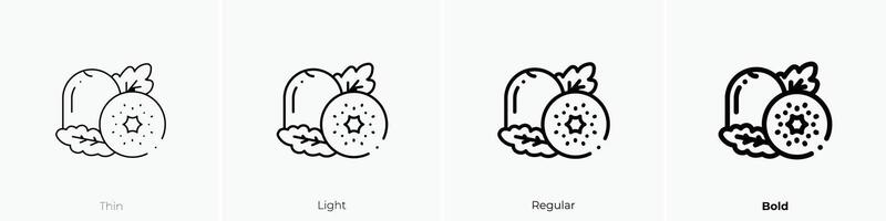 kiwi icono. delgado, luz, regular y negrita estilo diseño aislado en blanco antecedentes vector