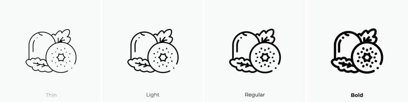 kiwi icon. Thin, Light, Regular And Bold style design isolated on white background vector