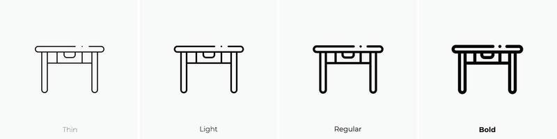 cocina mesa icono. delgado, luz, regular y negrita estilo diseño aislado en blanco antecedentes vector