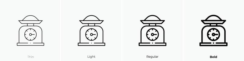 kitchen scale icon. Thin, Light, Regular And Bold style design isolated on white background vector