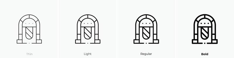 tocadiscos tragamonedas icono. delgado, luz, regular y negrita estilo diseño aislado en blanco antecedentes vector