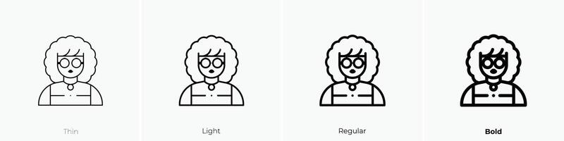 lady icon. Thin, Light, Regular And Bold style design isolated on white background vector
