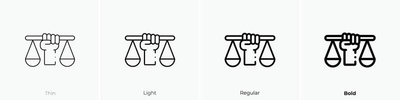 justice icon. Thin, Light, Regular And Bold style design isolated on white background vector