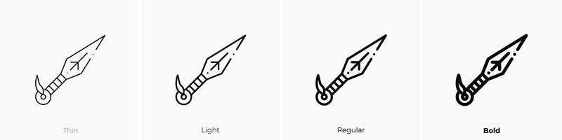 kunai icon. Thin, Light, Regular And Bold style design isolated on white background vector