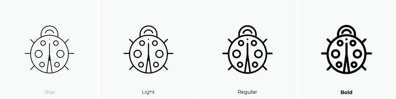 ladybug icon. Thin, Light, Regular And Bold style design isolated on white background vector