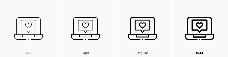 laptop icon. Thin, Light, Regular And Bold style design isolated on white background vector
