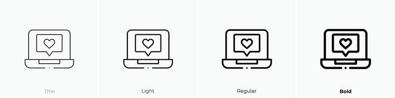 laptop icon. Thin, Light, Regular And Bold style design isolated on white background vector