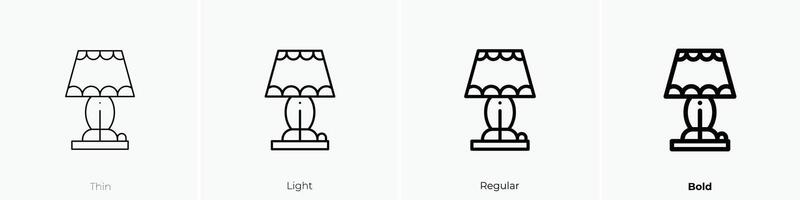 lamp icon. Thin, Light, Regular And Bold style design isolated on white background vector