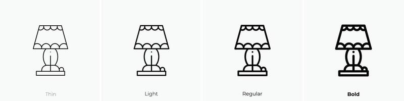 lamp icon. Thin, Light, Regular And Bold style design isolated on white background vector