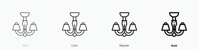 lamp icon. Thin, Light, Regular And Bold style design isolated on white background vector