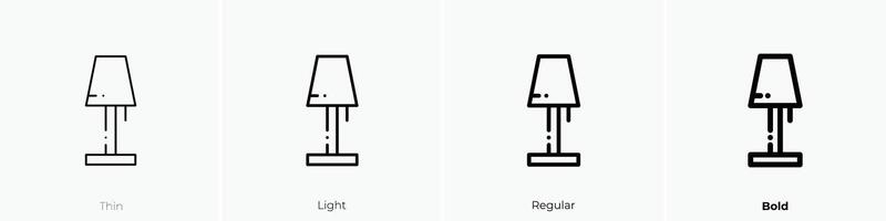 lamp icon. Thin, Light, Regular And Bold style design isolated on white background vector