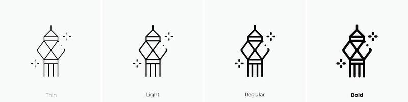 lantern icon. Thin, Light, Regular And Bold style design isolated on white background vector