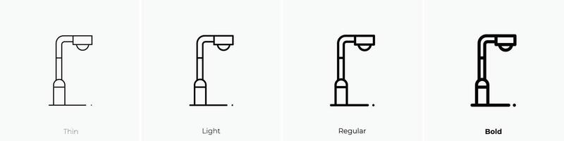 lámpara icono. delgado, luz, regular y negrita estilo diseño aislado en blanco antecedentes vector