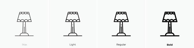 lamp icon. Thin, Light, Regular And Bold style design isolated on white background vector