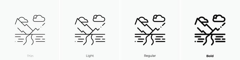 landscape icon. Thin, Light, Regular And Bold style design isolated on white background vector