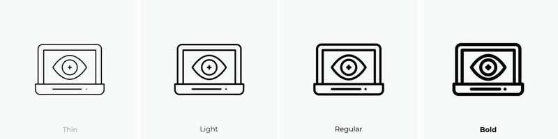 ordenador portátil icono. delgado, luz, regular y negrita estilo diseño aislado en blanco antecedentes vector