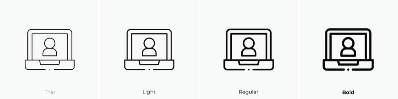 laptop icon. Thin, Light, Regular And Bold style design isolated on white background vector