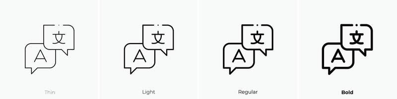 language icon. Thin, Light, Regular And Bold style design isolated on white background vector