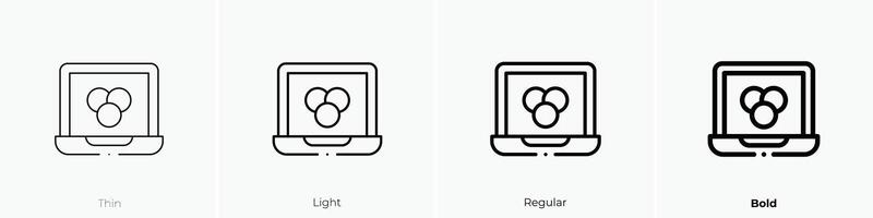 laptop icon. Thin, Light, Regular And Bold style design isolated on white background vector