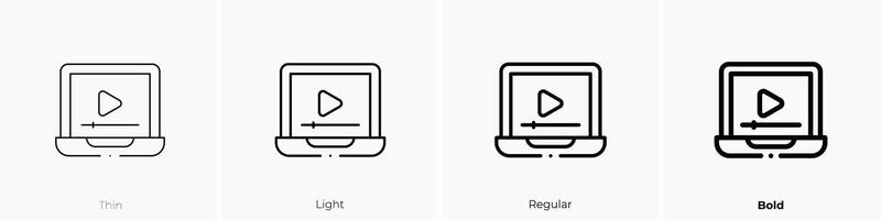 laptop icon. Thin, Light, Regular And Bold style design isolated on white background vector