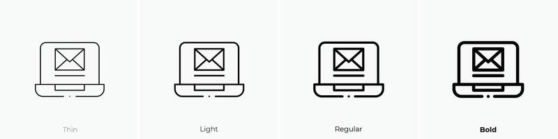 laptop icon. Thin, Light, Regular And Bold style design isolated on white background vector