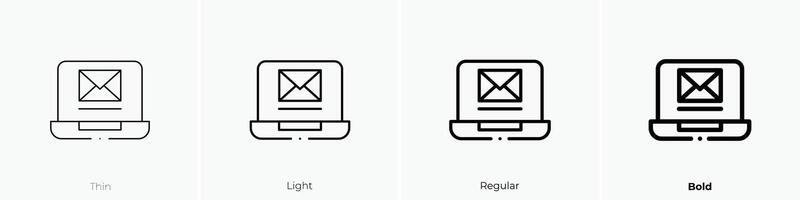 ordenador portátil icono. delgado, luz, regular y negrita estilo diseño aislado en blanco antecedentes vector