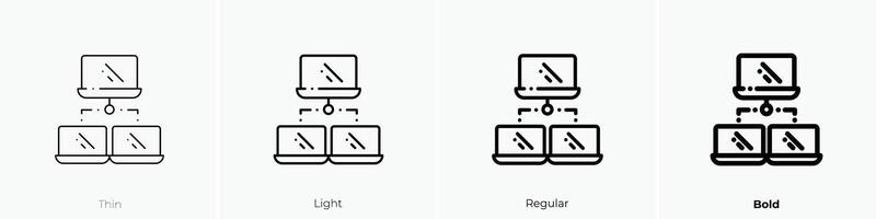 ordenador portátil icono. delgado, luz, regular y negrita estilo diseño aislado en blanco antecedentes vector