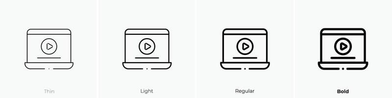 laptop icon. Thin, Light, Regular And Bold style design isolated on white background vector