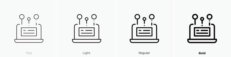 ordenador portátil icono. delgado, luz, regular y negrita estilo diseño aislado en blanco antecedentes vector