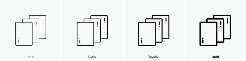 capas icono. delgado, luz, regular y negrita estilo diseño aislado en blanco antecedentes vector