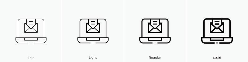 laptop icon. Thin, Light, Regular And Bold style design isolated on white background vector