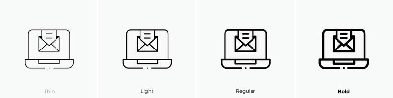 laptop icon. Thin, Light, Regular And Bold style design isolated on white background vector