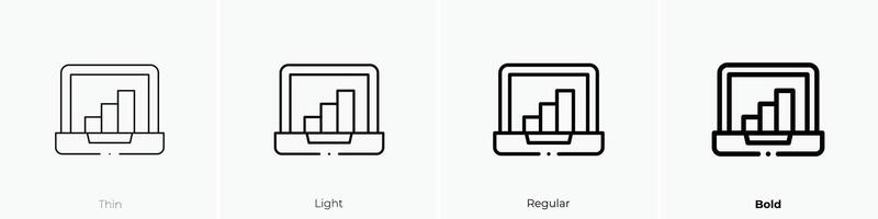 laptop icon. Thin, Light, Regular And Bold style design isolated on white background vector