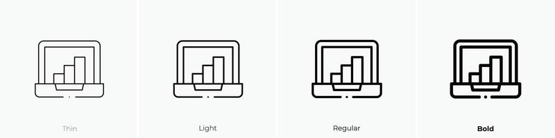 ordenador portátil icono. delgado, luz, regular y negrita estilo diseño aislado en blanco antecedentes vector