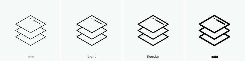 capa icono. delgado, luz, regular y negrita estilo diseño aislado en blanco antecedentes vector