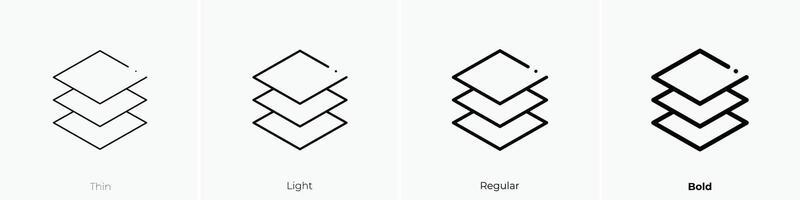 layers icon. Thin, Light, Regular And Bold style design isolated on white background vector