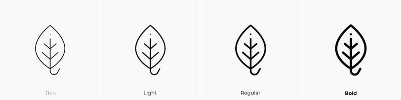 leaf icon. Thin, Light, Regular And Bold style design isolated on white background vector